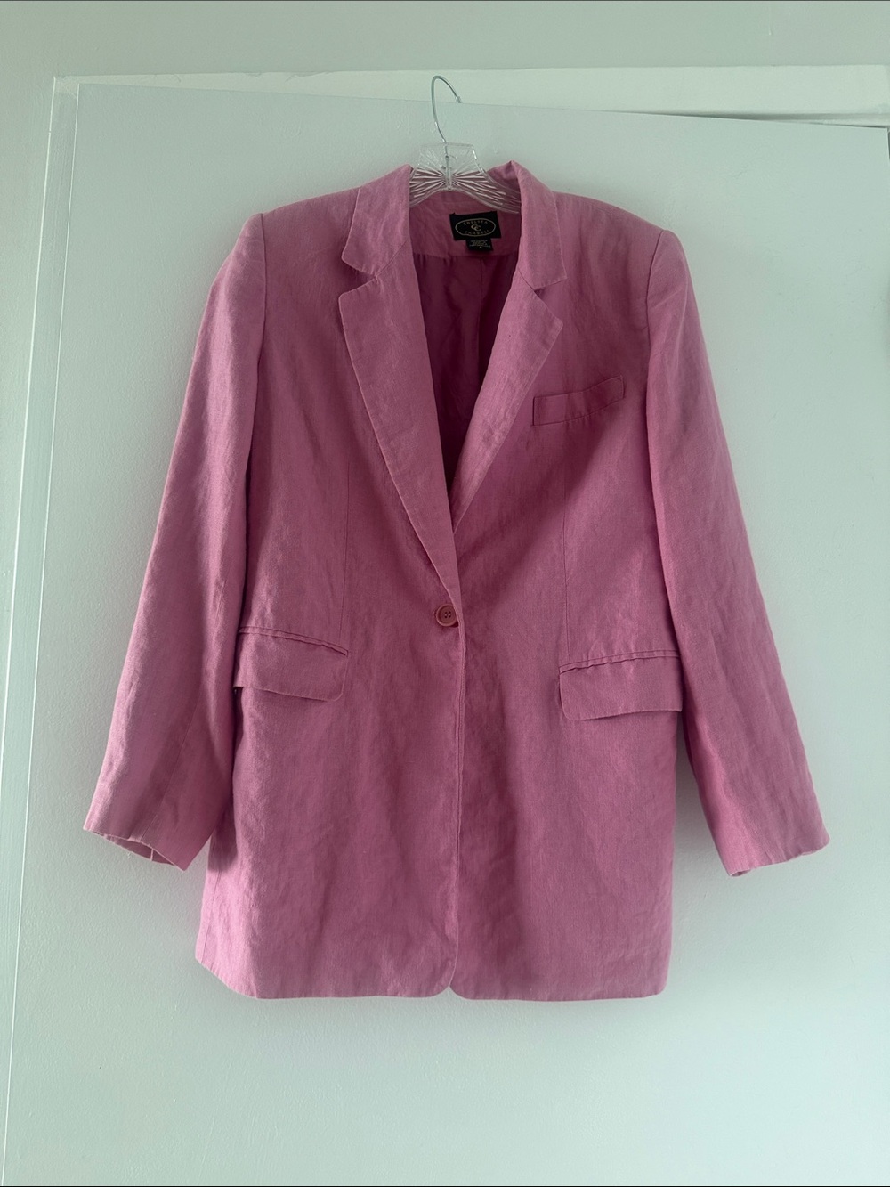 Vintage-Inspired Pink Women's Blazer Jacket 100% linen